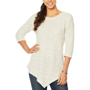 Vince Camuto Women's Nubby Slub Knit Asymmetric Hem Top