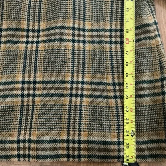 Vintage 1970s Pendleton beige green yellow plaid wool blazer jacket preppy sz L