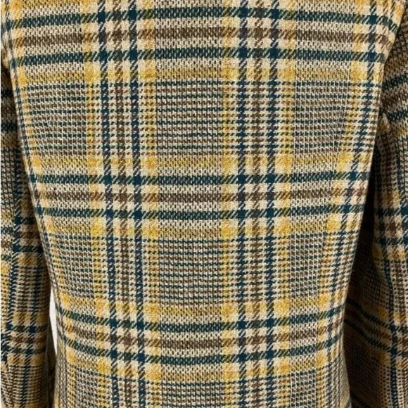 Vintage 1970s Pendleton beige green yellow plaid wool blazer jacket preppy sz L