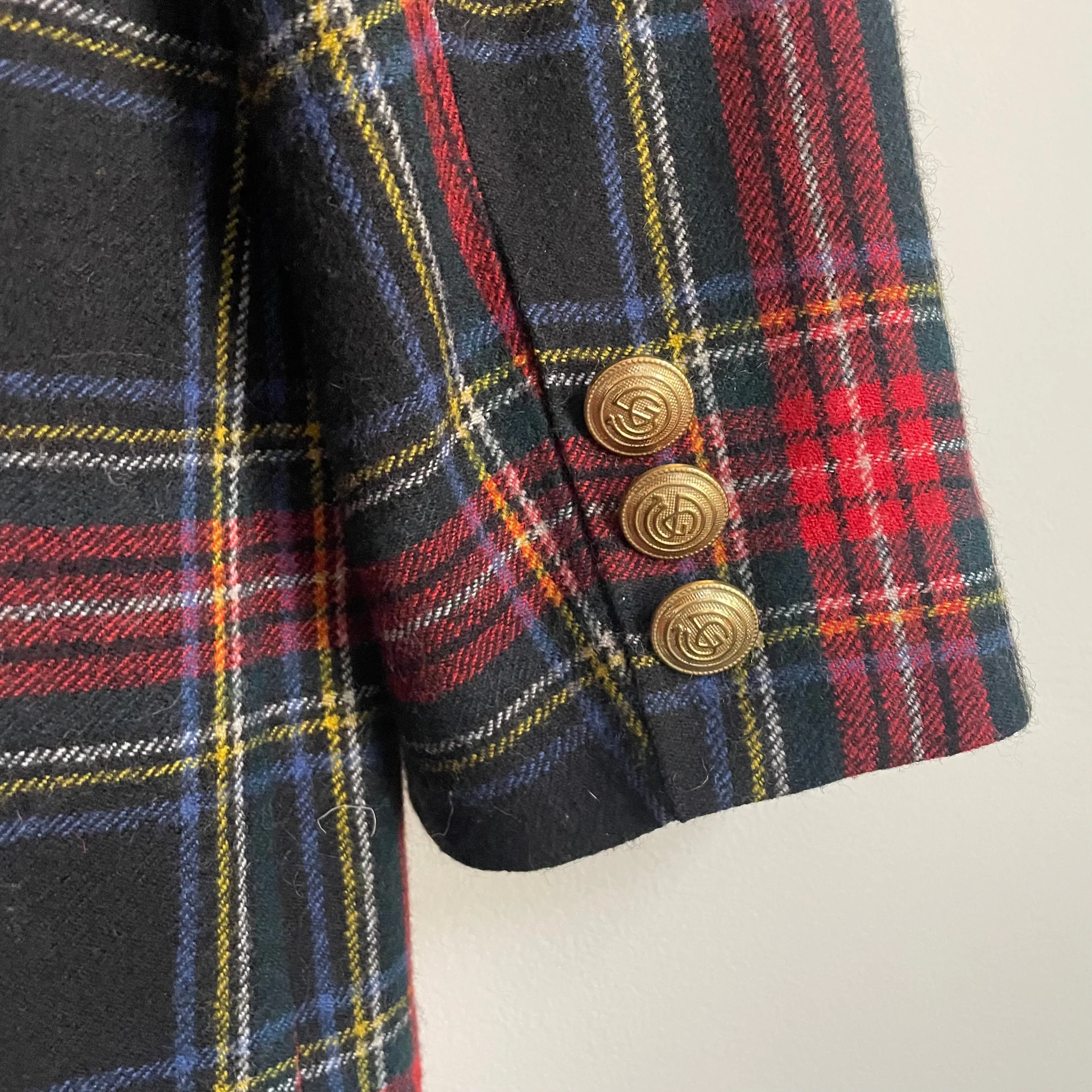 Vintage Collectible Gold by Giorgio di Sant' Angelo 100% Pure Wool Plaid Blazer Jacket / Sz 14