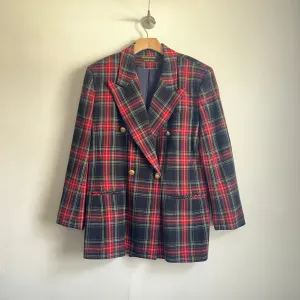 Vintage Collectible Gold by Giorgio di Sant' Angelo 100% Pure Wool Plaid Blazer Jacket / Sz 14