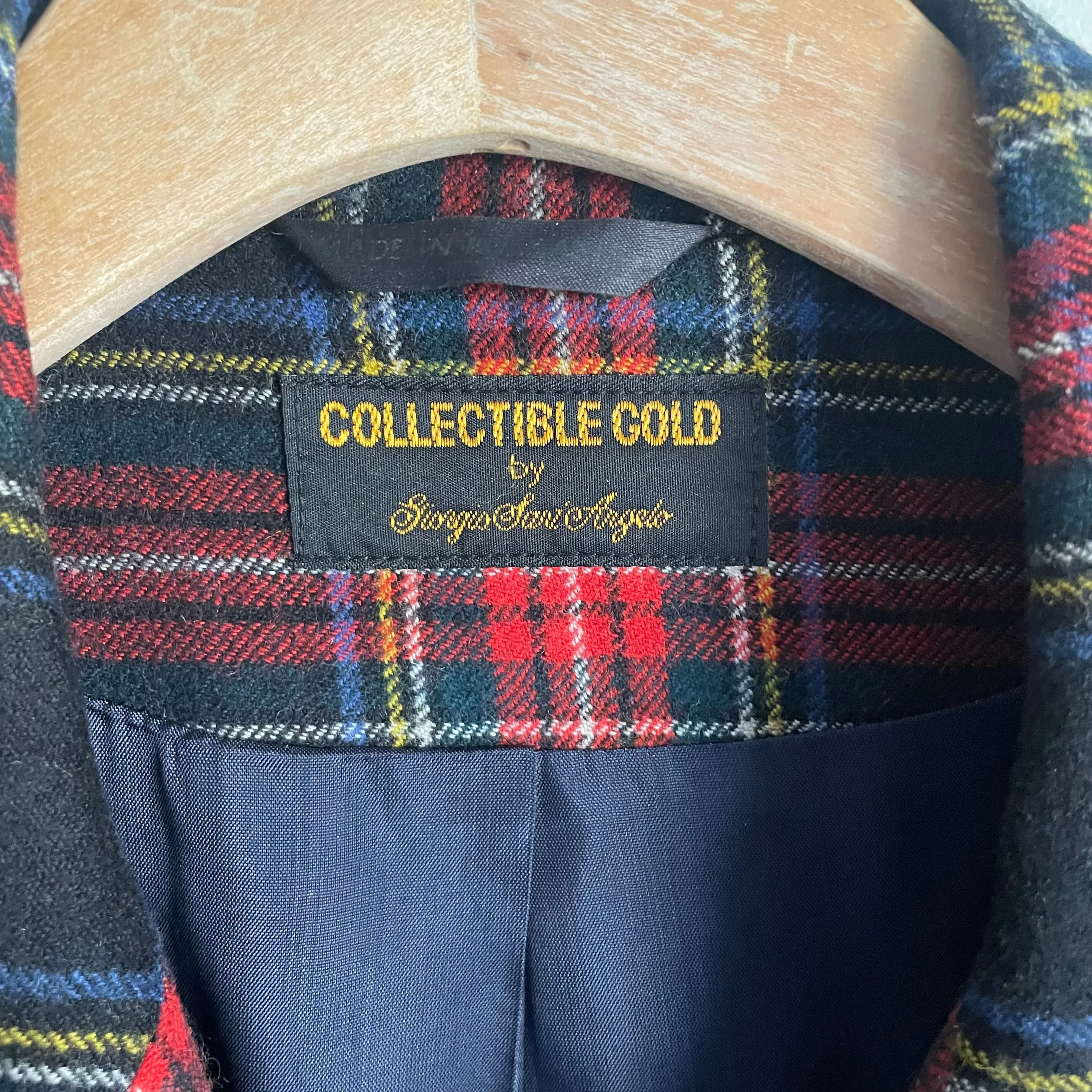 Vintage Collectible Gold by Giorgio di Sant' Angelo 100% Pure Wool Plaid Blazer Jacket / Sz 14
