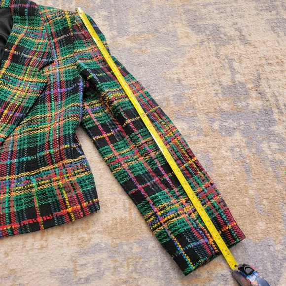 Vintage Doncaster Silks 100% Silk Tweed Plaid Blazer Women's 6