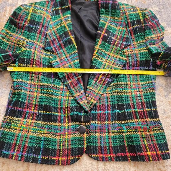 Vintage Doncaster Silks 100% Silk Tweed Plaid Blazer Women's 6