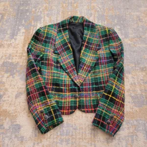 Vintage Doncaster Silks 100% Silk Tweed Plaid Blazer Women's 6