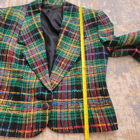 Vintage Doncaster Silks 100% Silk Tweed Plaid Blazer Women's 6