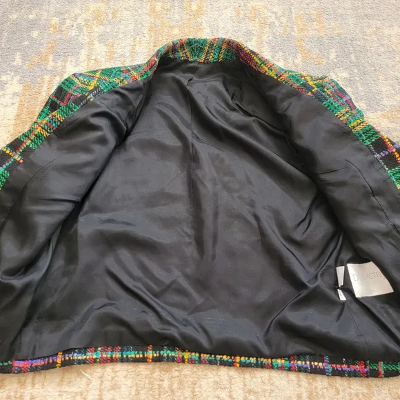Vintage Doncaster Silks 100% Silk Tweed Plaid Blazer Women's 6