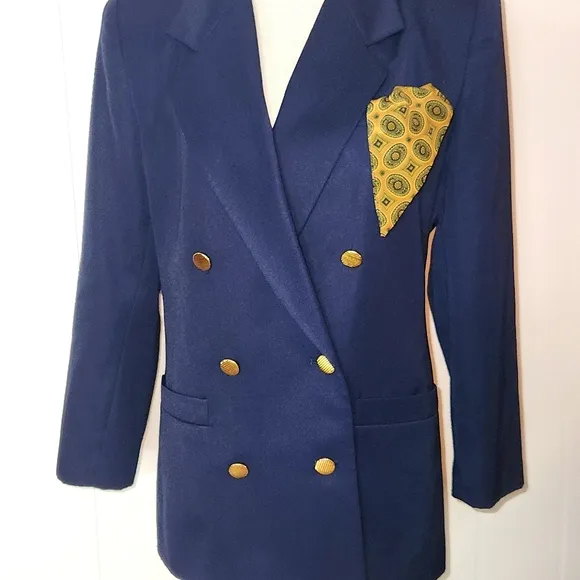 Vintage Navy blue double-breasted professional Office Siren blazer size 10