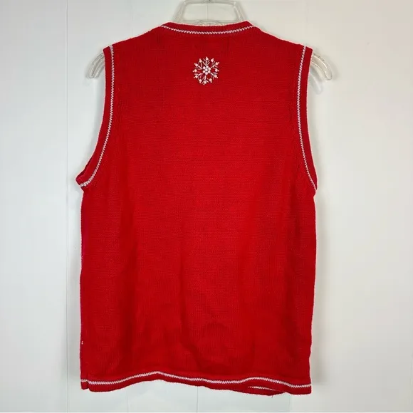 Vintage Not So Ugly Red Holiday Christmas Snow Globe Vest Size M