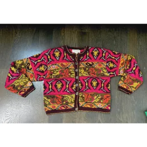 Vintage• Rare• Studio Michelle Stuart Cardigan Sweater Fall Foliage ~ M