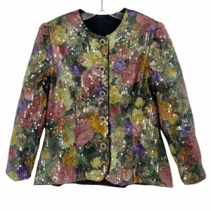 Vintage Sequins Floral Blazer