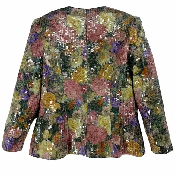 Vintage Sequins Floral Blazer