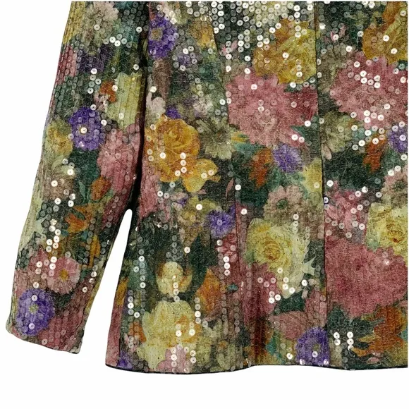 Vintage Sequins Floral Blazer