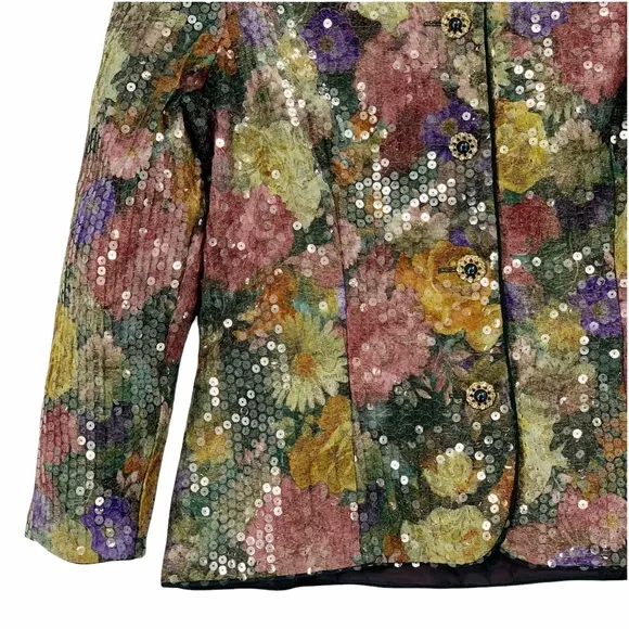 Vintage Sequins Floral Blazer