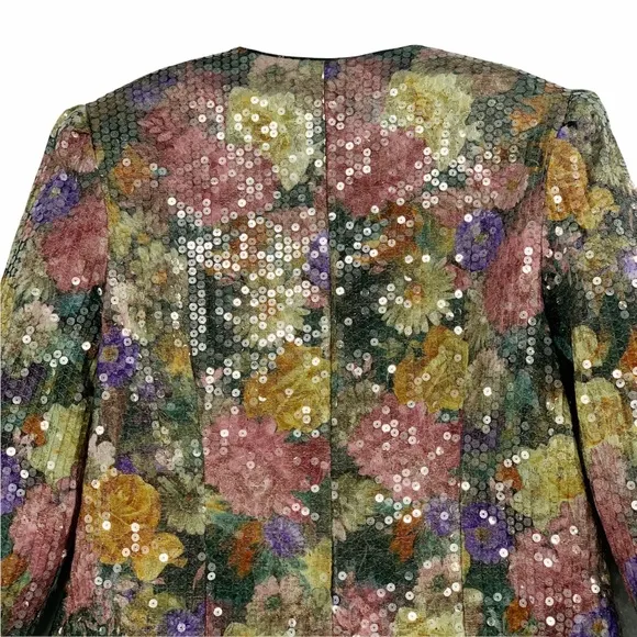 Vintage Sequins Floral Blazer