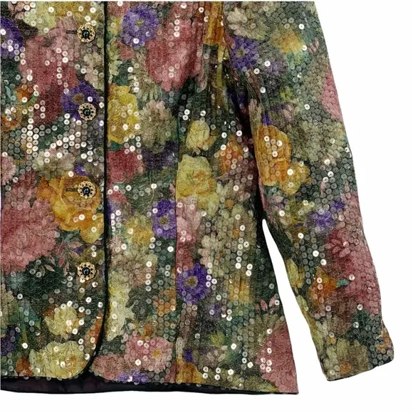 Vintage Sequins Floral Blazer