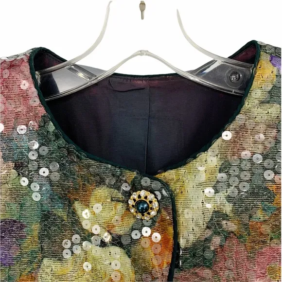 Vintage Sequins Floral Blazer