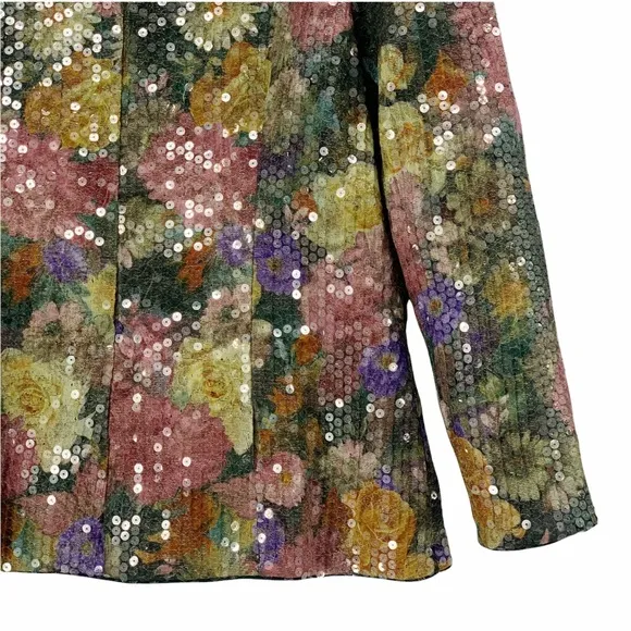 Vintage Sequins Floral Blazer