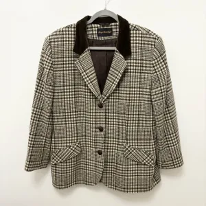 Vintage Wool Houndstooth Blazer English Countryside Academia Old Money Womens 16