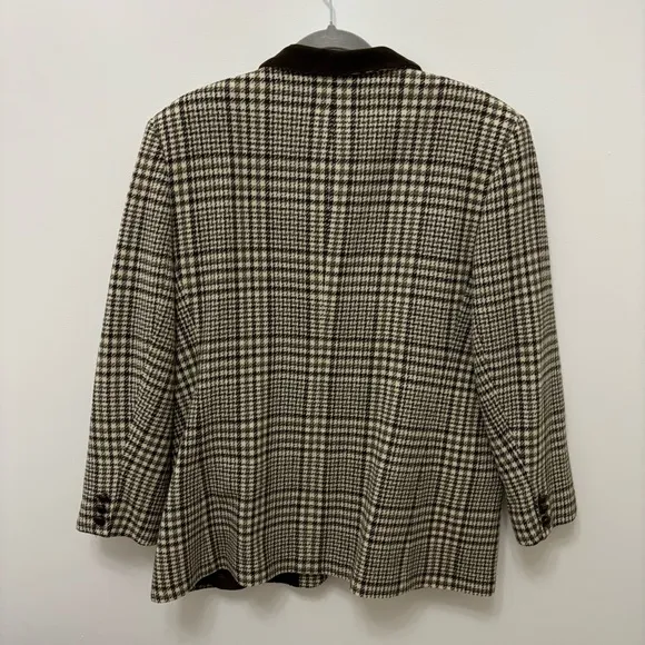 Vintage Wool Houndstooth Blazer English Countryside Academia Old Money Womens 16