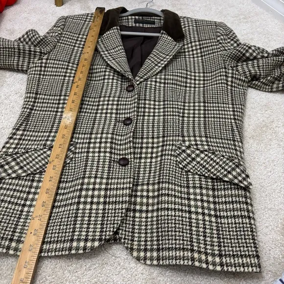 Vintage Wool Houndstooth Blazer English Countryside Academia Old Money Womens 16