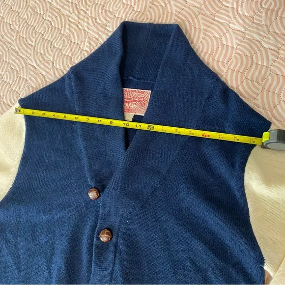 Vtg Academia Sweater XL  BrooklynNavy and white Brooklyn wool cardigan #cardigan