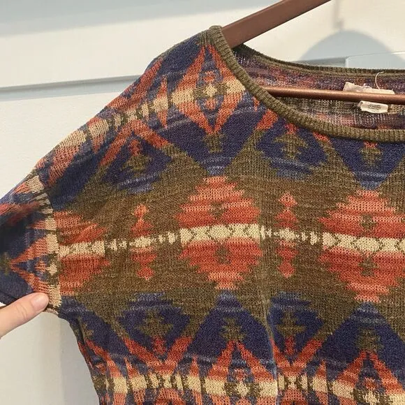 Vtg Denim &amp; Supply Ralph Lauren Sweater Women Large Green Aztec Southwestern