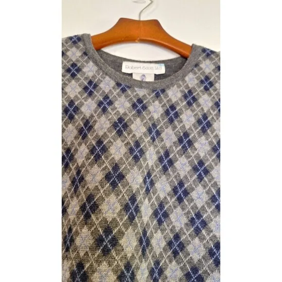 Vtg ROBERT STOCK LTD Wool 2pc Argyle Sweater and Cardigan Women's S/M Preppy