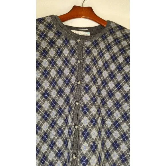Vtg ROBERT STOCK LTD Wool 2pc Argyle Sweater and Cardigan Women's S/M Preppy