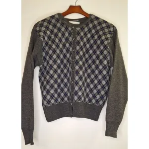 Vtg ROBERT STOCK LTD Wool 2pc Argyle Sweater and Cardigan Women's S/M Preppy