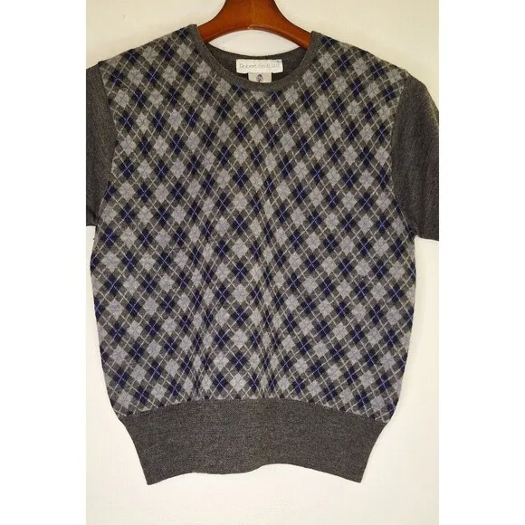 Vtg ROBERT STOCK LTD Wool 2pc Argyle Sweater and Cardigan Women's S/M Preppy