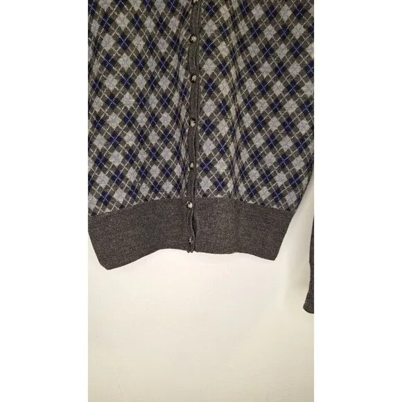 Vtg ROBERT STOCK LTD Wool 2pc Argyle Sweater and Cardigan Women's S/M Preppy