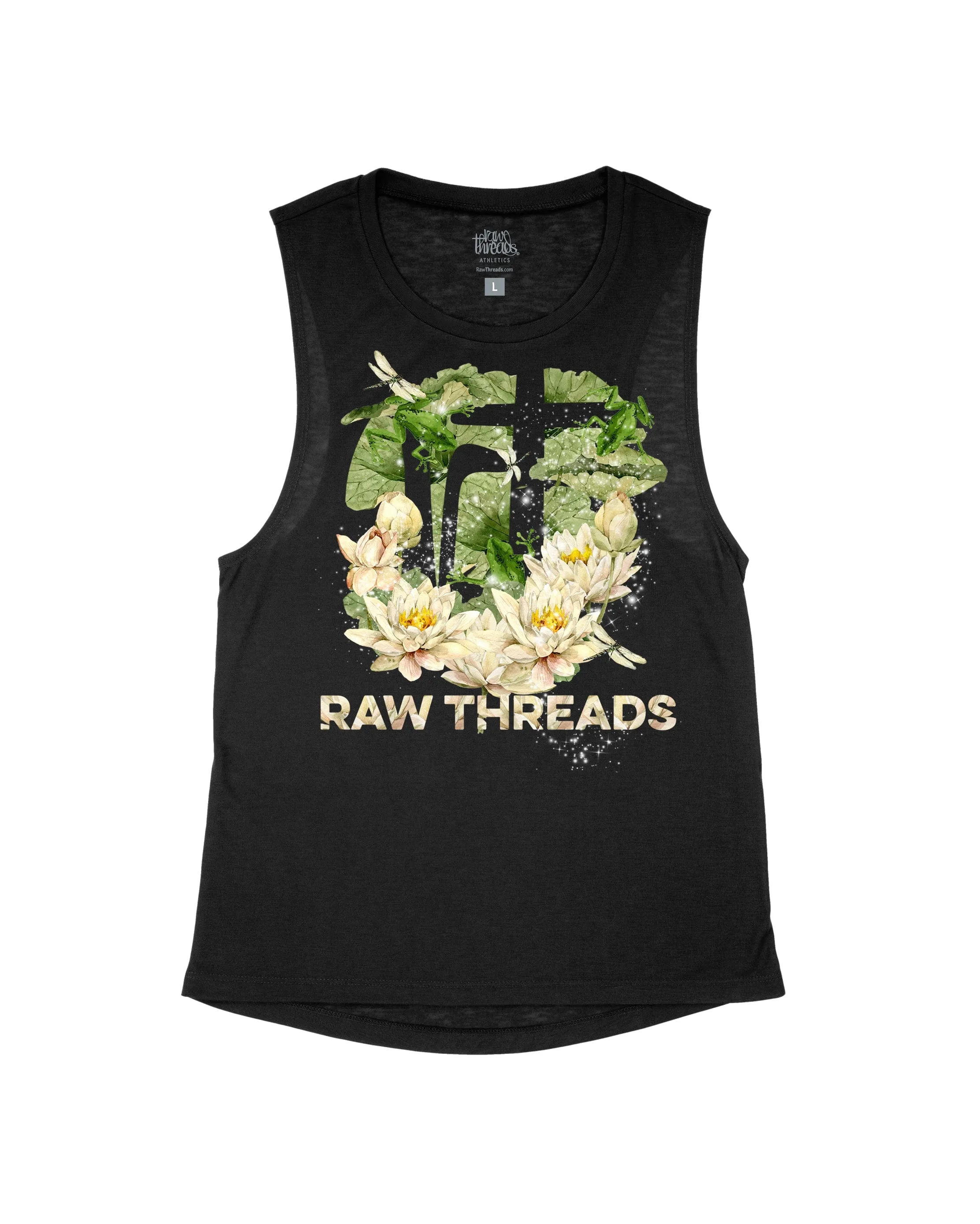 Water Lily and Frogs Raw Threads Logo