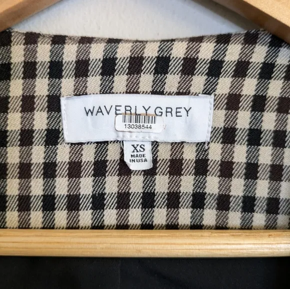 Waverly Grey Pippa Brown Plaid Blazer Lady Jacket Size XS