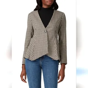 Waverly Grey Pippa Brown Plaid Blazer Lady Jacket Size XS