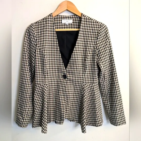 Waverly Grey Pippa Brown Plaid Blazer Lady Jacket Size XS