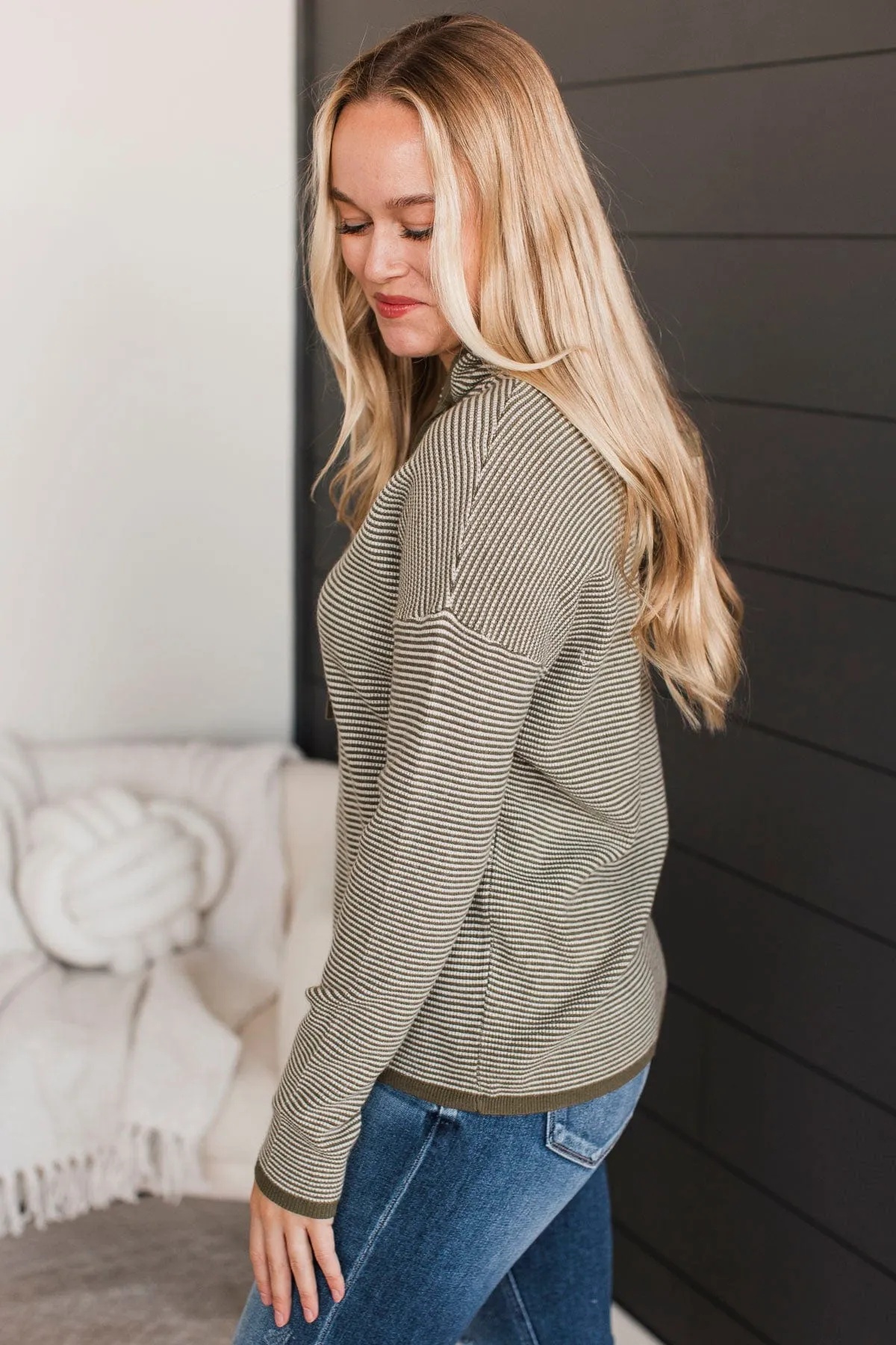 Well Said Hooded Pullover Sweater- Olive
