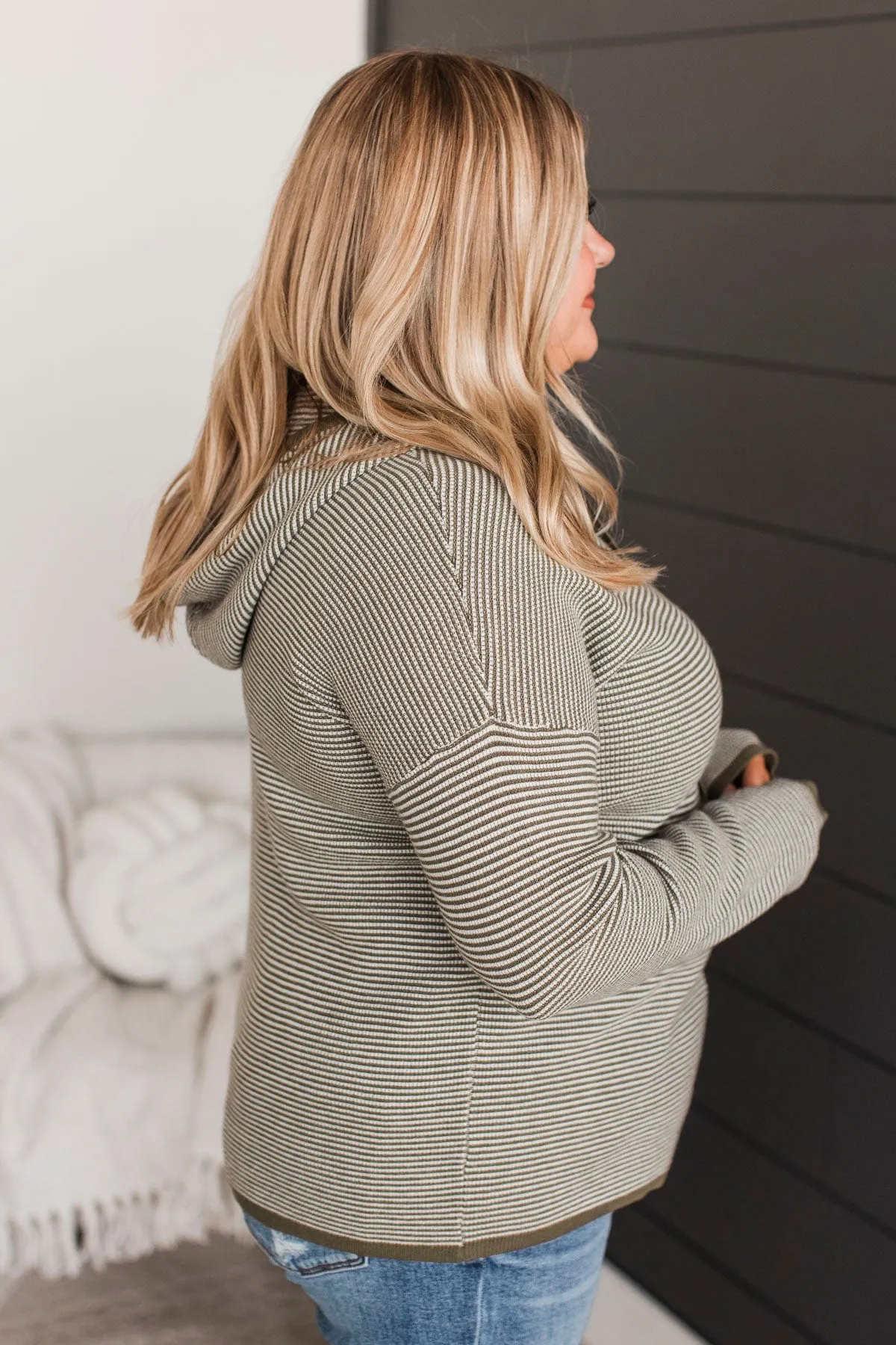 Well Said Hooded Pullover Sweater- Olive