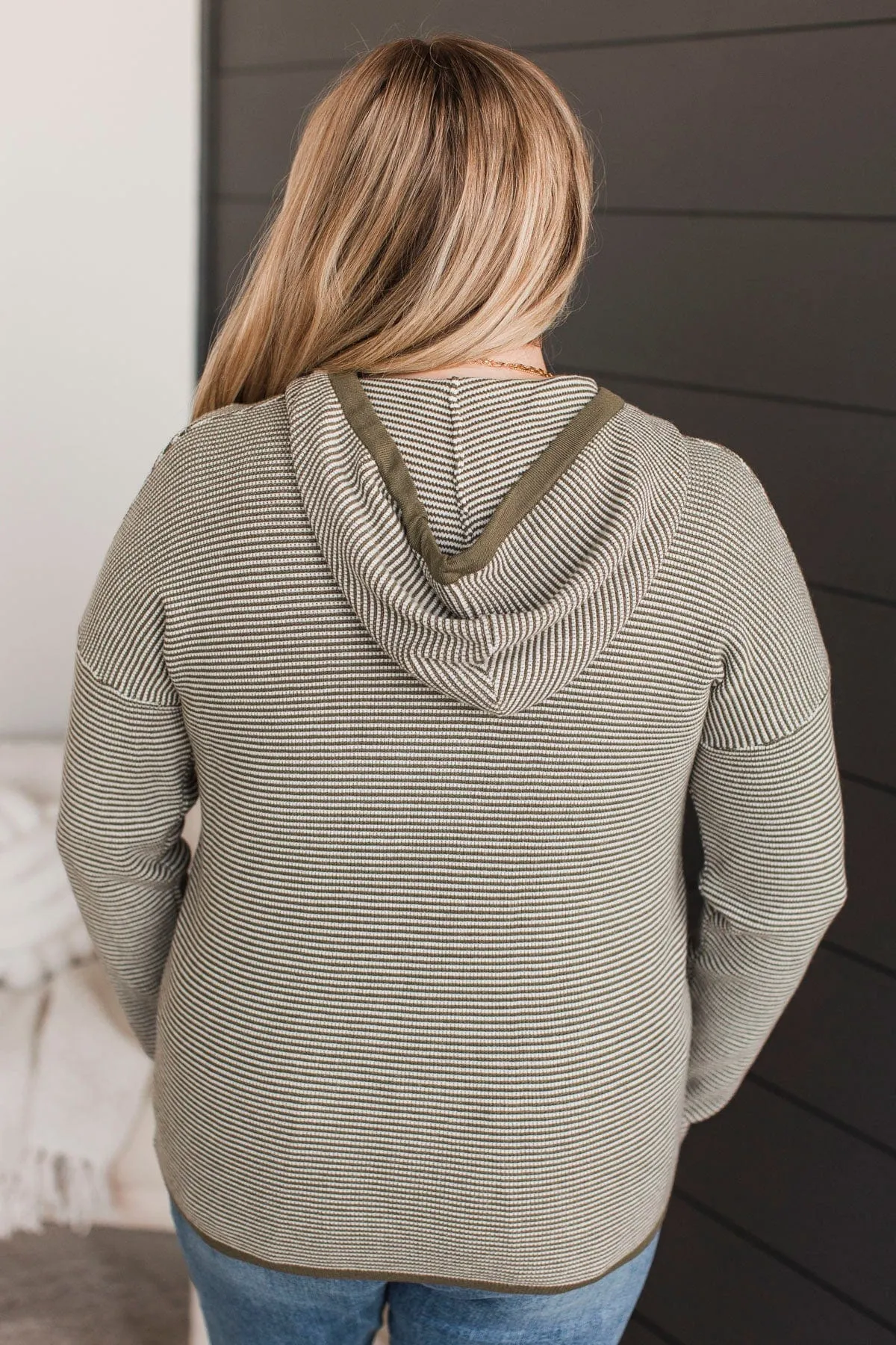 Well Said Hooded Pullover Sweater- Olive
