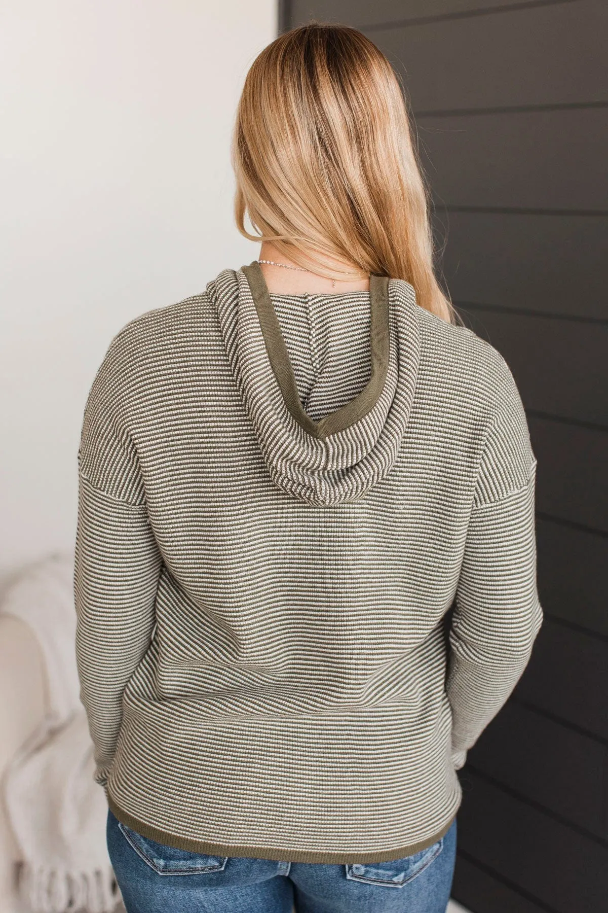 Well Said Hooded Pullover Sweater- Olive