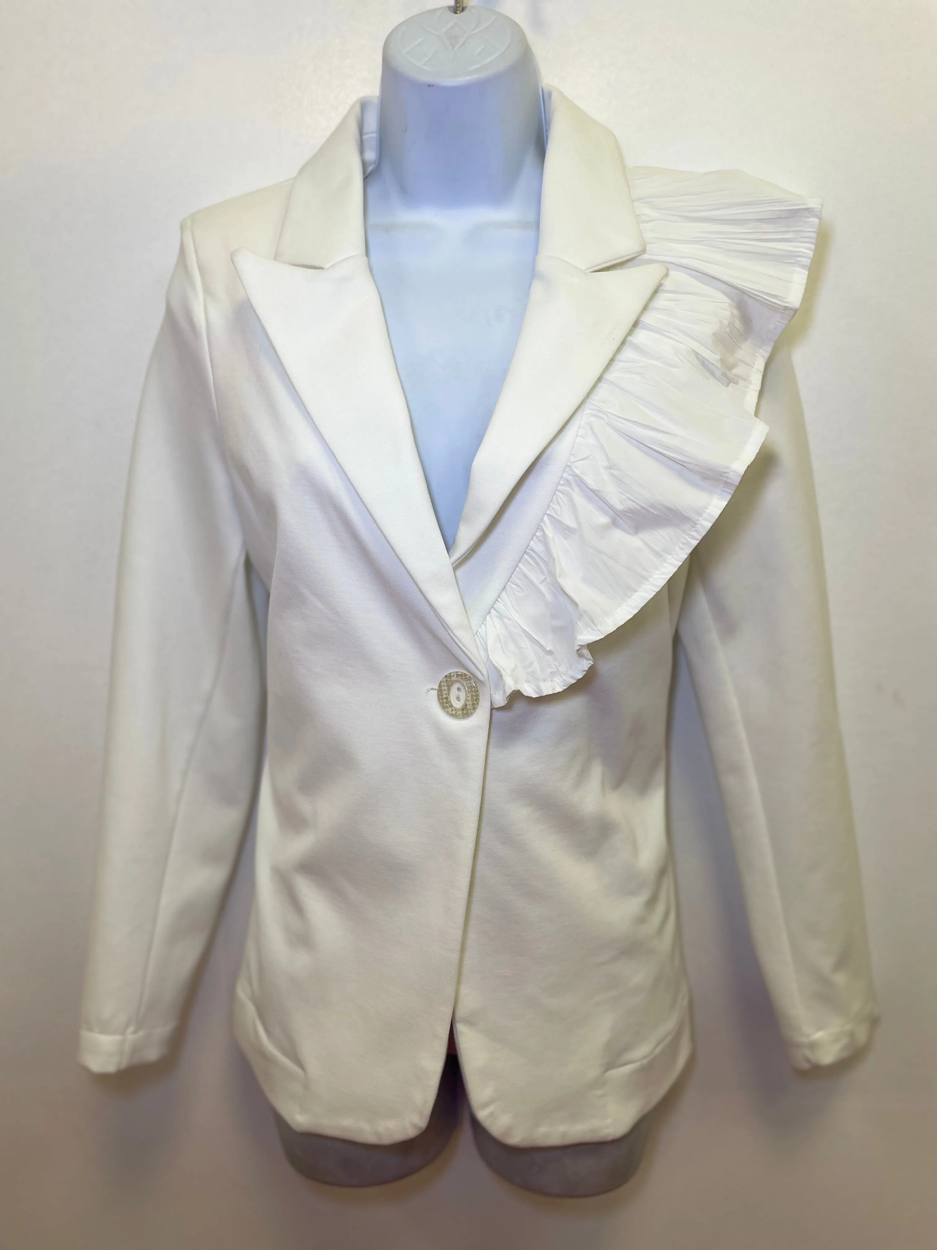 White blazer with ruffle