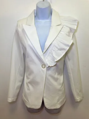 White blazer with ruffle