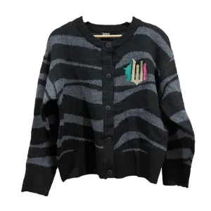 Wicked Graphic‎ Black/Gray Zebra Stripe Button Cardigan, Paul Tazewell Womens