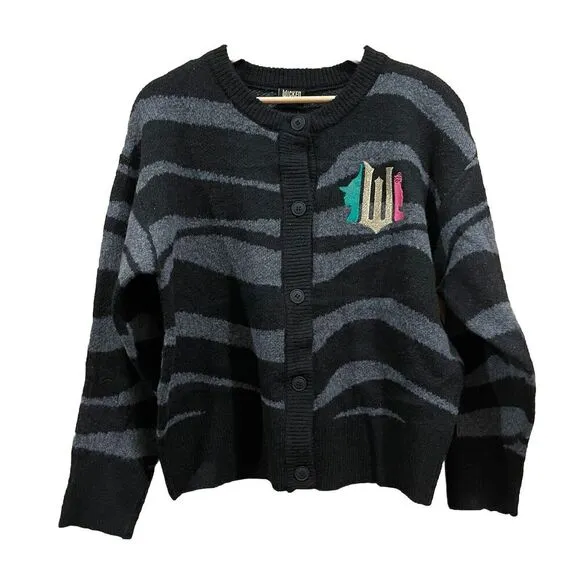 Wicked Graphic‎ Black/Gray Zebra Stripe Button Cardigan, Paul Tazewell Womens