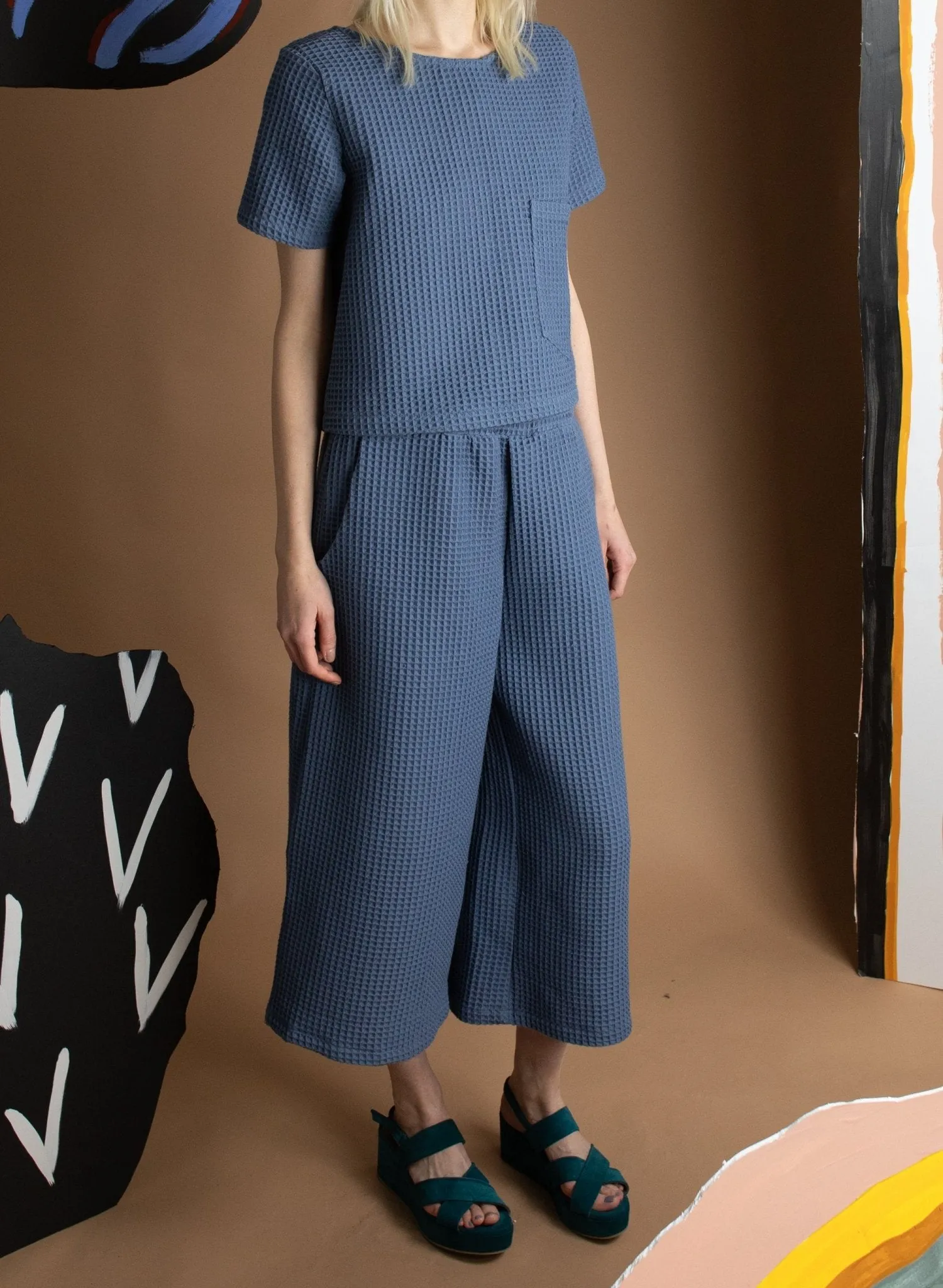 Wide Leg Jogger Pant - Steel Blue