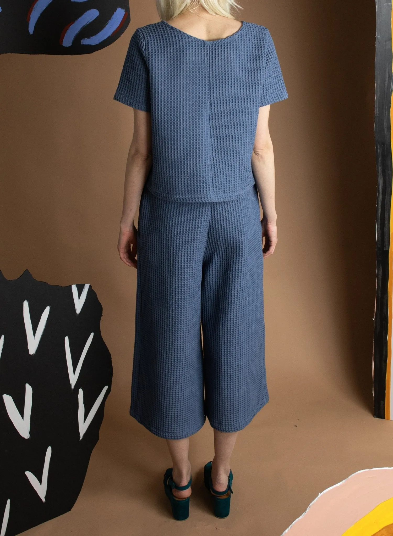 Wide Leg Jogger Pant - Steel Blue