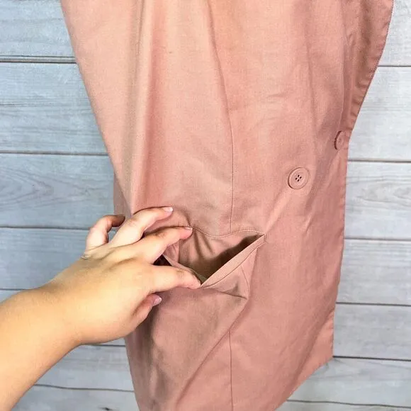 Wildfang The Empowered Vest Womens M Dusty Rose Double Breasted Blazer Preppy