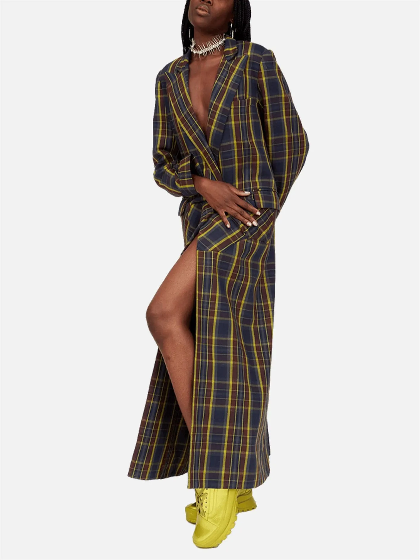 Wolverine Coat - Navy Lime Plaid