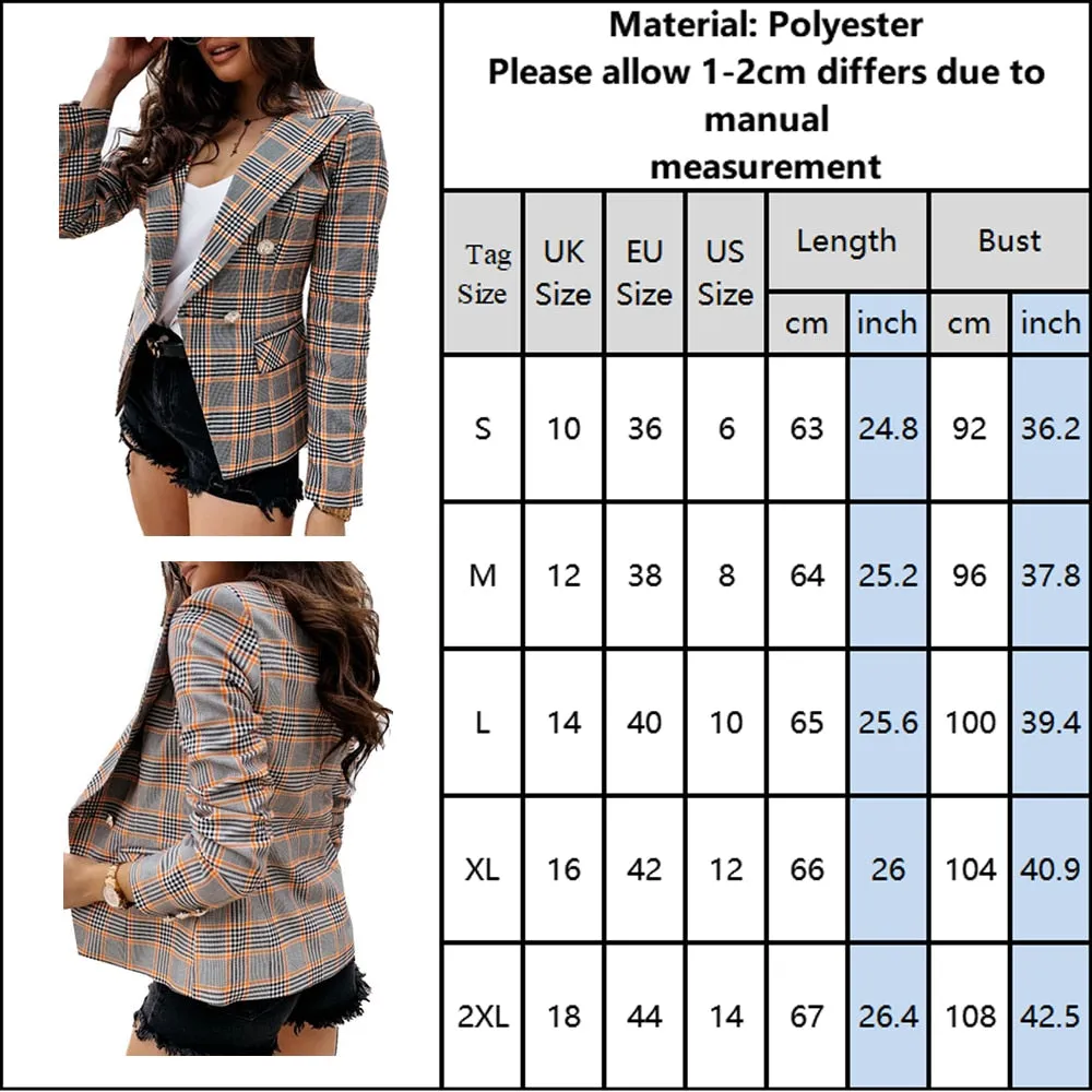 Women Slim Fit Double Breasted Blazer