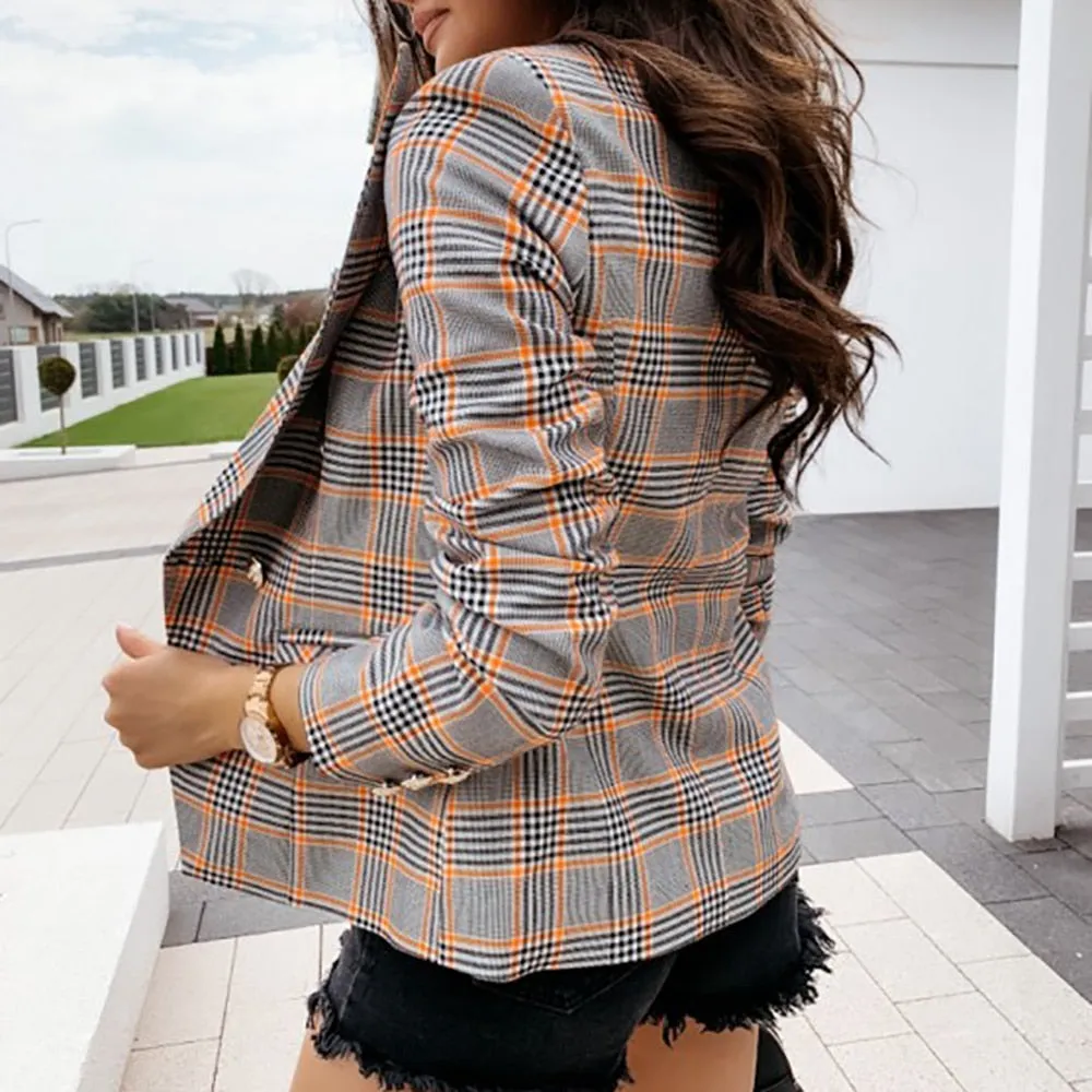 Women Slim Fit Double Breasted Blazer